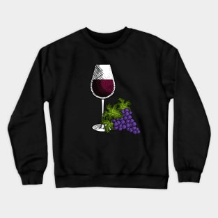Glass Of Wine And Grapes Crewneck Sweatshirt